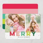 Blij Merry 2 Foto's Moderne Kerstkaart (Voorkant / Achterkant)