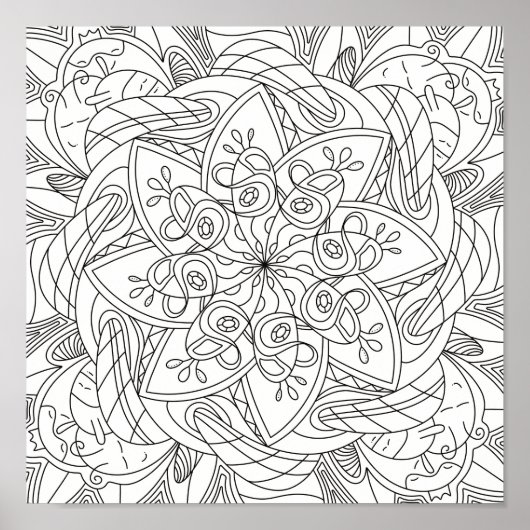 Blij met Doodles: Kleurplaat met een Cute Bloem Vo Poster (Voorkant)