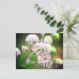 Blij met Paarse diagonale Allium Flowers Feestdagenkaart