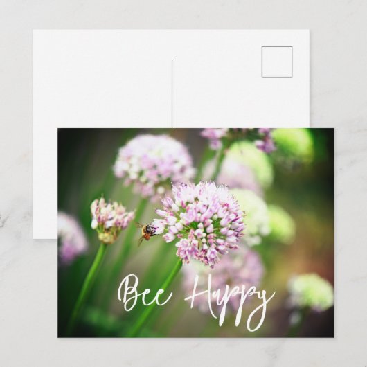 Blij met Paarse diagonale Allium Flowers Feestdagenkaart (Voorkant / Achterkant)