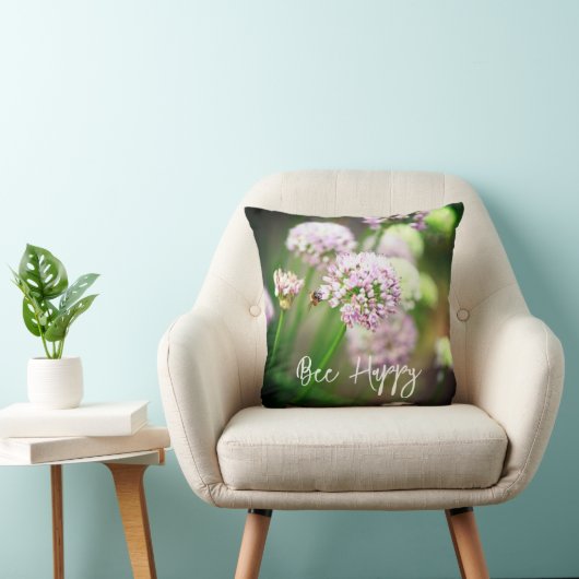 Blij met Paarse diagonale Allium Flowers Kussen (Stoel)