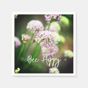 Blij met Paarse diagonale Allium Flowers Servet