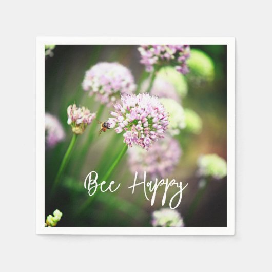 Blij met Paarse diagonale Allium Flowers Servet (Voorkant)