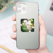 Blij met Paarse diagonale Allium Flowers squa Sticker (Telefoon)