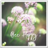 Blij met Paarse diagonale Allium Flowers squa Sticker (Voorkant)