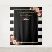 Blij met pensioen BW Strepen Bloemstuk Achtergrond Wandkleed (Voorkant)