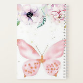 Blij met roze florale en vlindersprijs notitieboek (Achterkant)