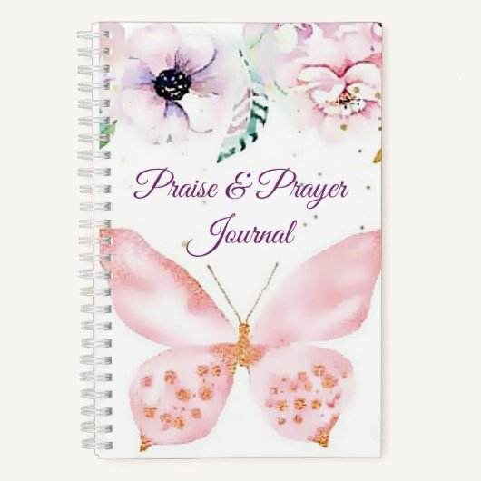 Blij met roze florale en vlindersprijs notitieboek (Voorkant)