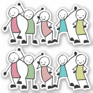 Blij met stokmensenvrienden sticker