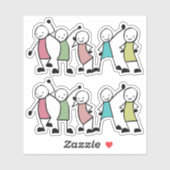 Blij met stokmensenvrienden sticker (Vel)