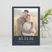 Blij Minimalistisch Marine Foto Save The Date (Staand voorkant)
