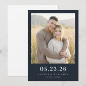 Blij Minimalistisch Marine Foto Save The Date (Voorkant / Achterkant)