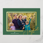 Blij Modern Minimaal Foto Kerstmis Goud Folie Feestdagenkaart (Voorkant)