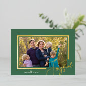 Blij Modern Minimaal Foto Kerstmis Goud Folie Feestdagenkaart (Staand Voorkant)