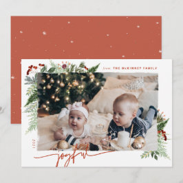 Blij Modern Schrift Boho Groente Terracotta Roest Feestdagenkaart