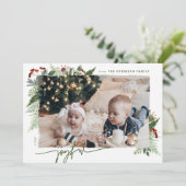 Blij Modern Schrift Rood Groen Boho Groengroen Fot Feestdagenkaart (Staand voorkant)