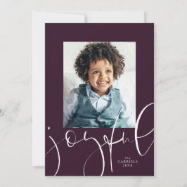 Blij modern script ploom één foto Kerstmis Feestdagenkaart