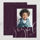 Blij modern script ploom één foto Kerstmis Feestdagenkaart (Voorkant / Achterkant)