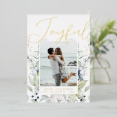 Blij modern scriptiefoto folie feestdagenkaart (Staand Voorkant)