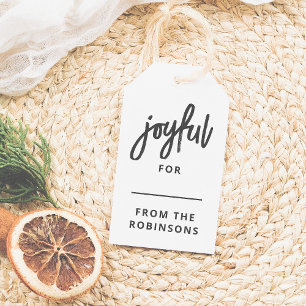 blij Moderne belettering aangepaste kerst Cadeaulabel