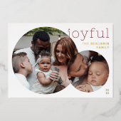 blij | Moderne Ronde 2 Foto Kerstmis Folie Feestdagenkaart (Voorkant)