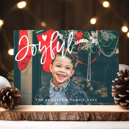 Blij Moderne Script Typografie Kerst Foto Feestdagenkaart