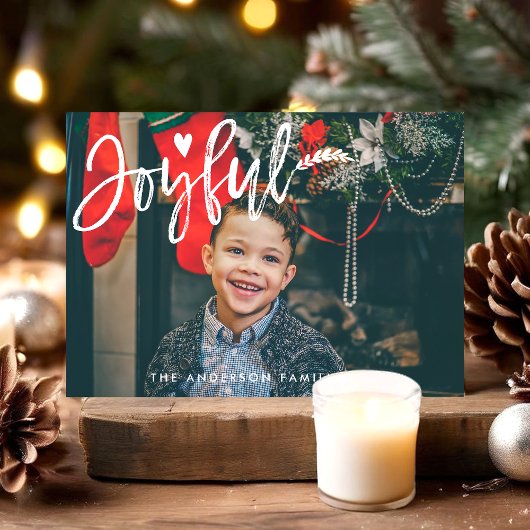 Blij Moderne Script Typografie Kerst Foto Feestdagenkaart