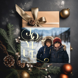 Blij Moderne Typografie Elegant Minimaal 1 Foto Folie Feestdagen Briefkaart