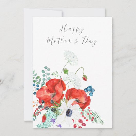 blij moederdag oranje papaverbloemkaart kaart (Voorkant)