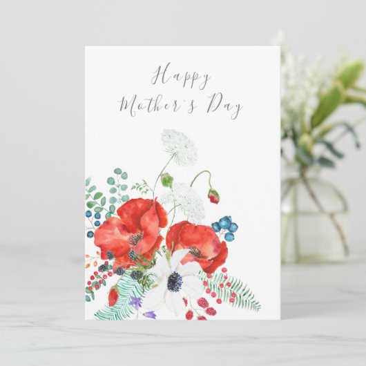 blij moederdag oranje papaverbloemkaart kaart (Staand voorkant)