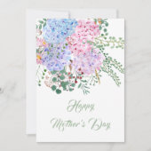 blij moederdag paarse en roze hydrangekaart kaart (Voorkant)