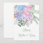 blij moederdag paarse en roze hydrangekaart kaart (Voorkant / Achterkant)