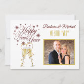 Blij Nieuwjaar Wij Hebben Ja Gezegd Aankondigingsk Kaart (Voorkant)