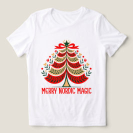 Blij Noords Magisch Volkskunst Kerstboom Tri-Blend Shirt
