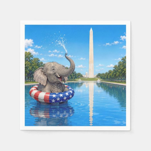 Blij olifant in het Reflecting Pool Servet (Voorkant)