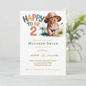 BLIJ OM 2 SAFARI OERWOUD VERJAARDAG FEEST TE ZIJN KAART (Staand voorkant)