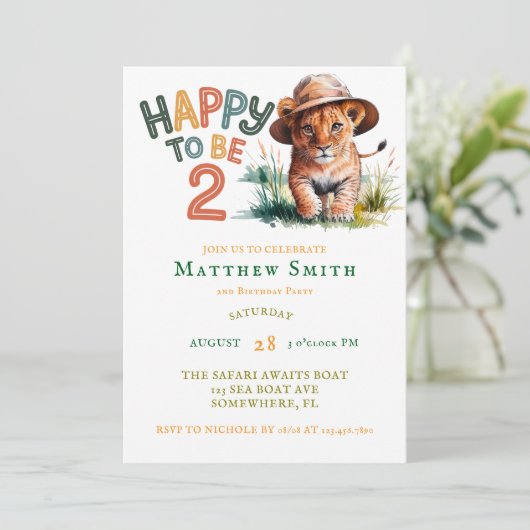 BLIJ OM 2 SAFARI OERWOUD VERJAARDAG FEEST TE ZIJN KAART (Staand voorkant)