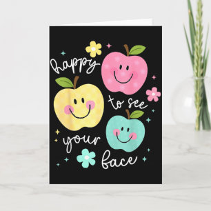 Blij om je gezicht te zien Groovy Apple Smile Face Kaart