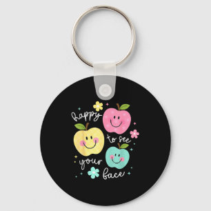 Blij om je gezicht te zien Groovy Apple Smile Face Sleutelhanger