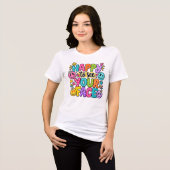 Blij om je gezicht te zien Patchwork Smiley Kunst Tri-Blend Shirt (Voorkant volledig)