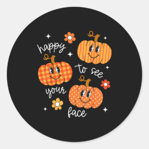 Blij om je gezicht te zien Pompoen Halloween Herfs Ronde Sticker