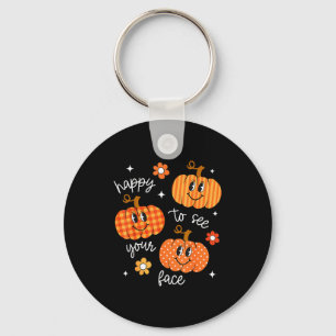Blij om je gezicht te zien Pompoen Halloween Herfs Sleutelhanger