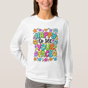 Blij om je kleurrijke glimlachende gezichtsquote t t-shirt
