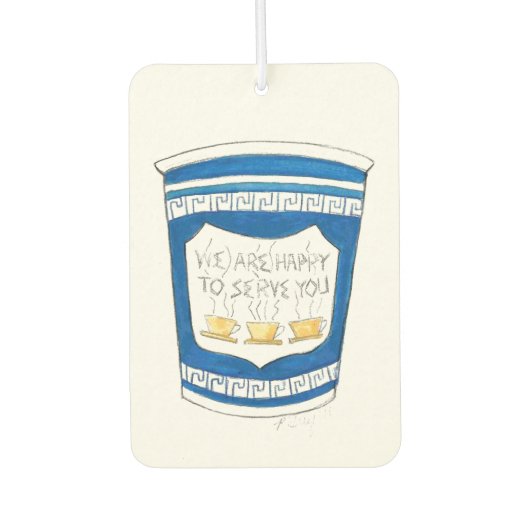 Blij om jullie blauwe NYC Griekse Diner Coffee Cup Luchtverfrisser (Voorkant)