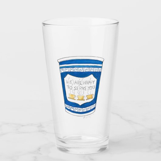 Blij om jullie Griekse Diner Coffee Cup te dienen Glas (Voorkant)