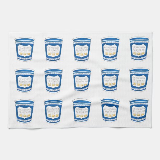 Blij om jullie NYC Griekse Diner Blue Coffee Cup t Theedoek (Horizontaal)