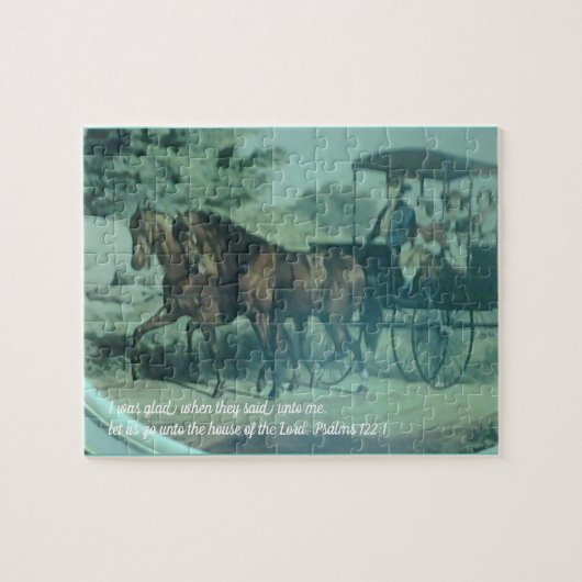 Blij om naar de kerk te gaan legpuzzel (Horizontaal)