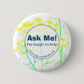 Blij om te helpen werknemer bedrijf bloemen ronde button 5,7 cm (Voorkant)