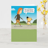 Blij om uit het huis te stappen met Dog Kaart (Gele Bloem)