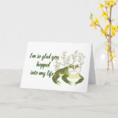 Blij opgehoopt in mijn leven, Romantische kikker Kaart (Gele Bloem)